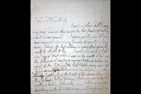 A picture of an original Burns work – a letter he wrote to the Reverend of a church 